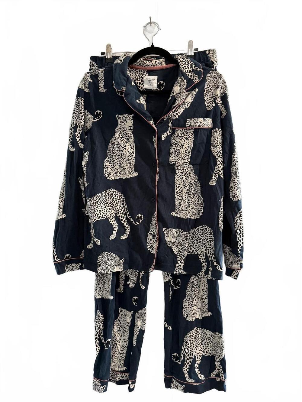 Chelsea Peers New York Leopard Print Pajama Set Women’s Long Sleeve Size M